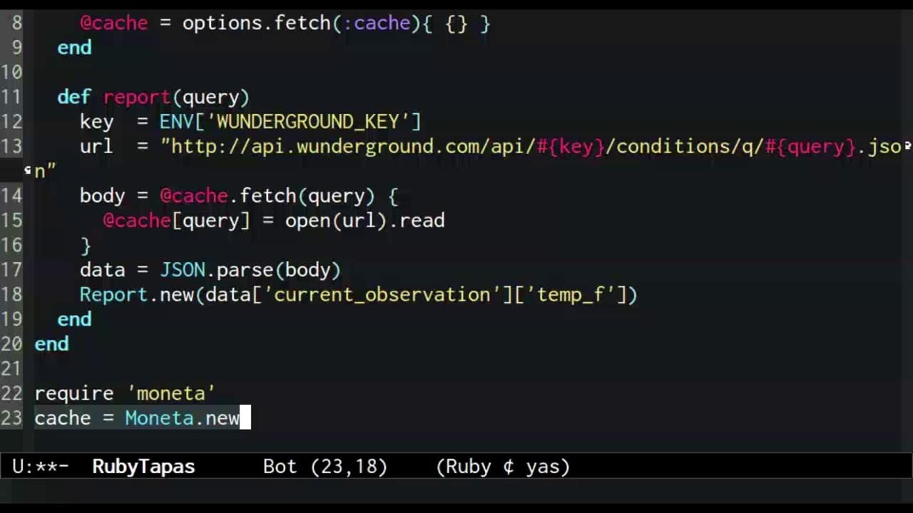 Screenshot from screencast on caching in key-value stores with Moneta